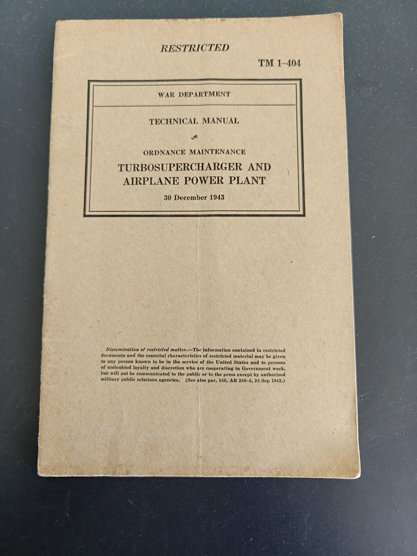 老王徽章第161期 美国战争部《涡轮增压器和飞机动力装置》技术手册     1943年出版      供美国陆军/海军航空兵及地勤人员学习使用     内容丰富       32页