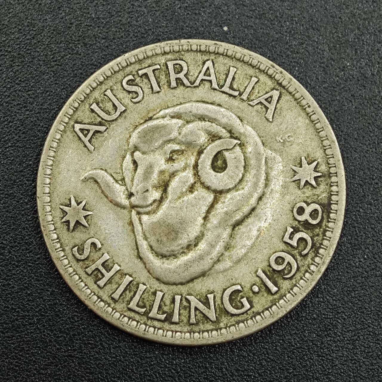 【淘币小摊】实时拍第七百八十八拍   散币小银币场   满百包邮可预留二周 每周一统一发货   澳大利亚1958年伊丽莎白二世一先令银币