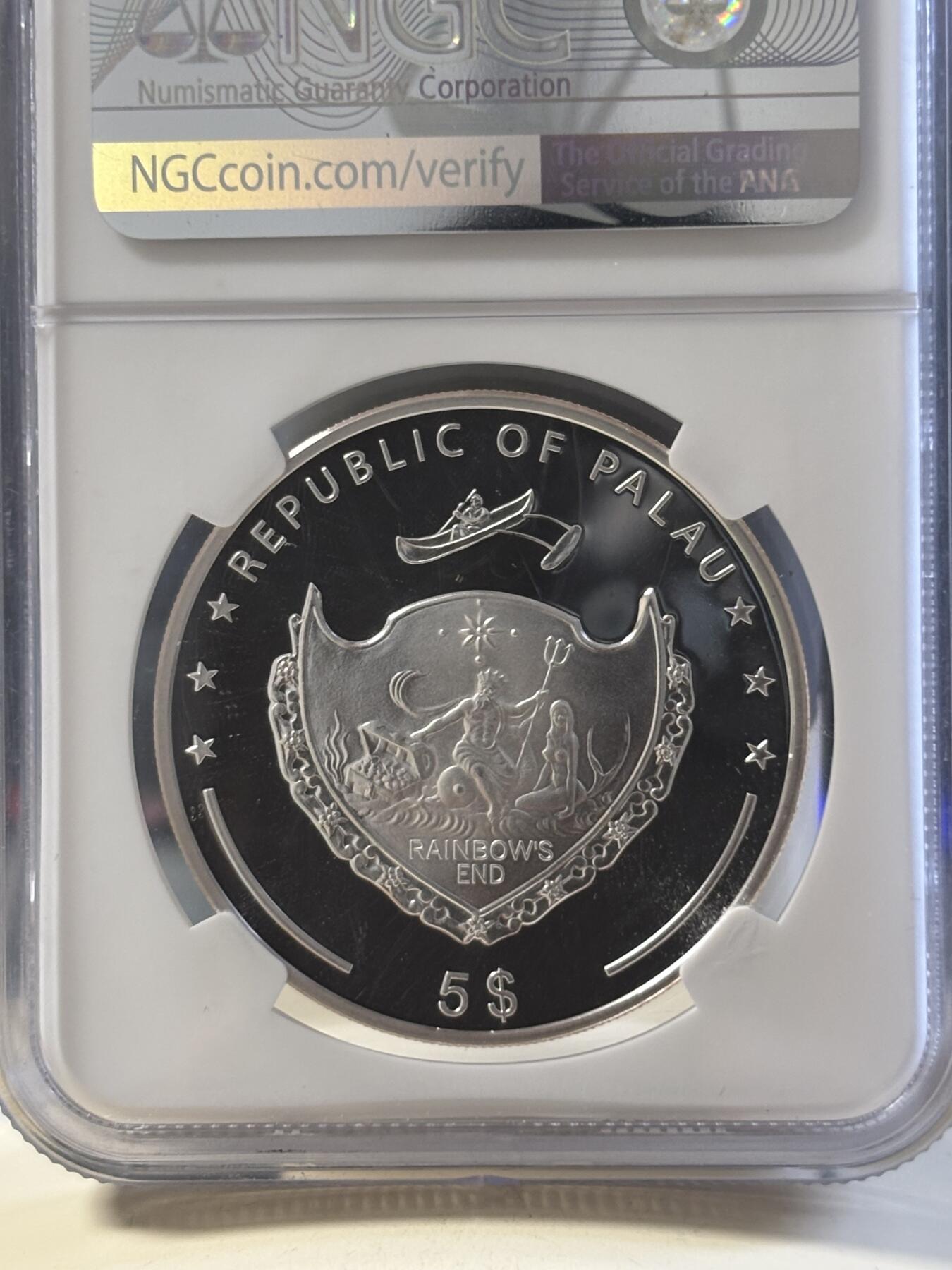 第181期拍卖 帕劳2006年美丽天堂海岛梦幻海滩镀金银币NGC-PF69无盒证书，925银，25克，发行500枚