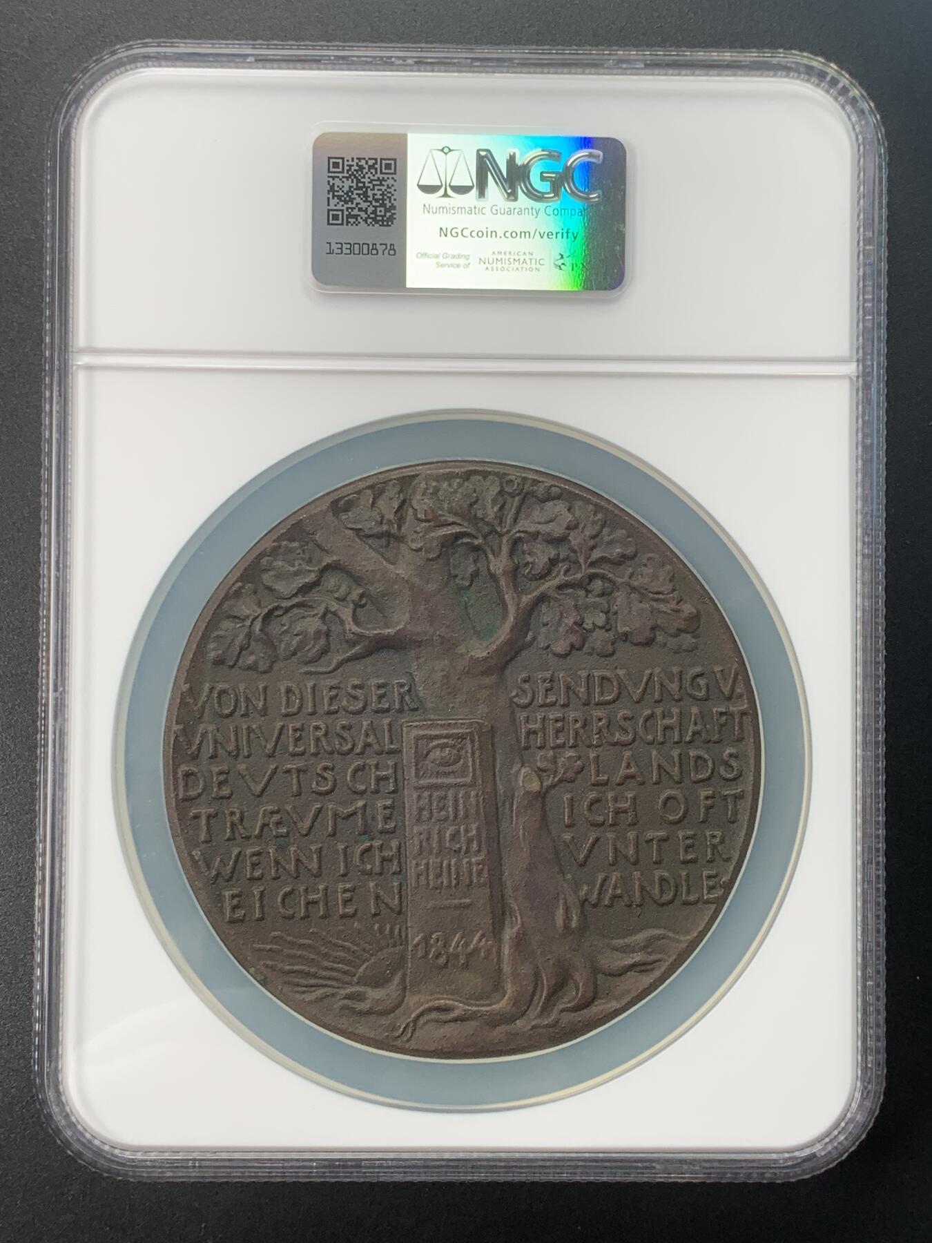 掌中浮雕-藏着的欧洲第040场 NGC MS63 : 1918年元旦德国一战纪念铜章，（卡尔哥茨作品），87mm