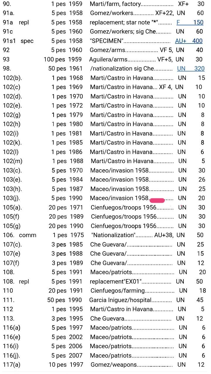 全新古巴1990年5比索连号超级靓品纸币2枚一对