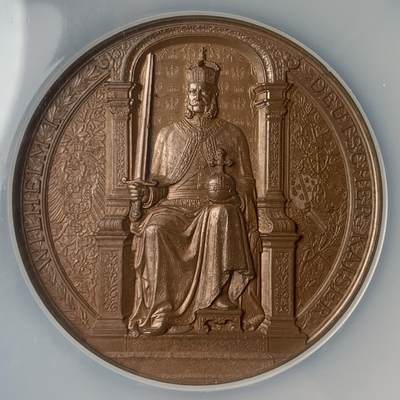 掌中浮雕-藏着的欧洲第040场 - NGC MS64 ：1877年德皇威廉一世访问斯特拉斯堡铜章，K. Schwenzer雕刻，60mm