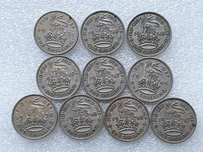 第一海外回流一元起拍收藏 散集专场  第261期 - 英国英格兰狮子版1先令硬币 乔治六世 10枚