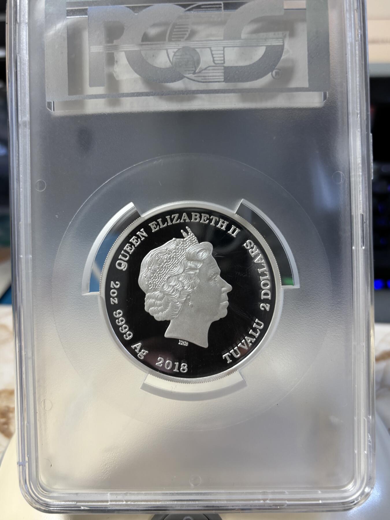 第181期拍卖 图瓦卢2018年生日祝福2盎司2元彩色精制银币， 999银 发行量：1500 PCGS PR69DCAM