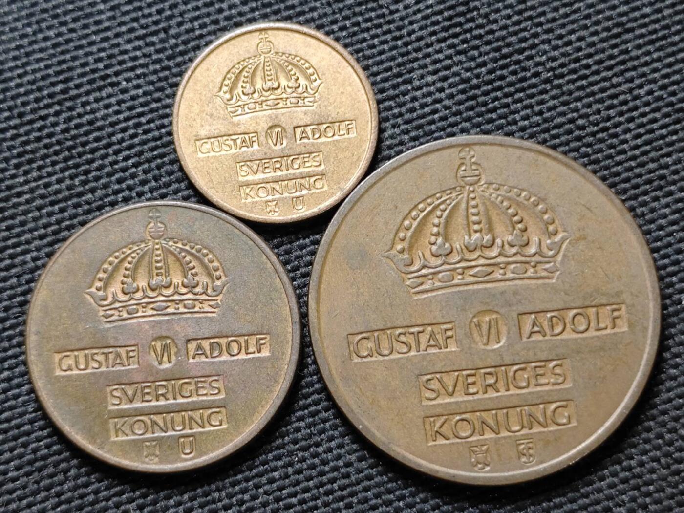 KK钱币收藏小铺  第364场  2月预留时间 周末发货  瑞典大小面值铜币一套