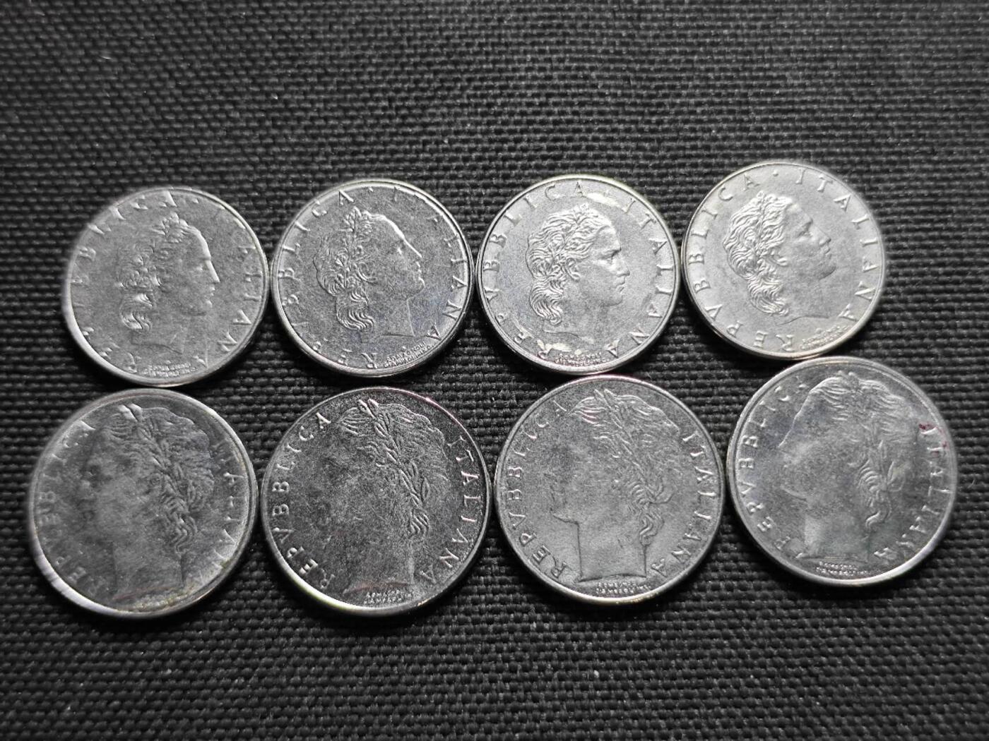 KK钱币收藏小铺  第364场  2月预留时间 周末发货  意大利小里拉50/100里拉4对8枚