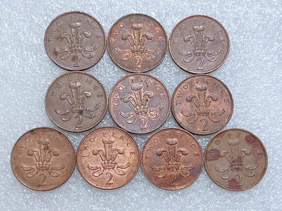 第一海外回流一元起拍收藏 散集专场  第261期 - 英国2便士硬币 10枚 中年女王版