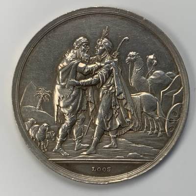 掌中浮雕-藏着的欧洲第040场 - 普鲁士1800年前后古典币章大师Loos银章。德国古典章上十分少见的阿拉伯人和动物题材，36mm。