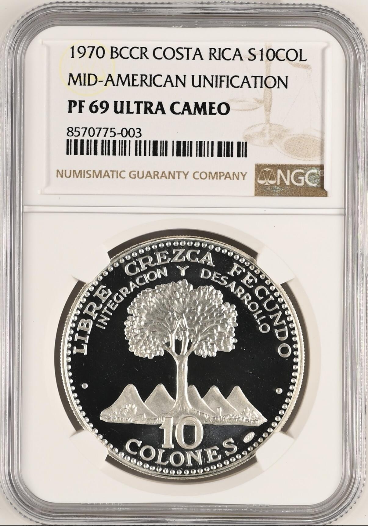 S&S Numismatic世界钱币-拍卖 第115期  哥斯达黎加1970年5枚全套精制纪念银币 NGC PF64-69UC