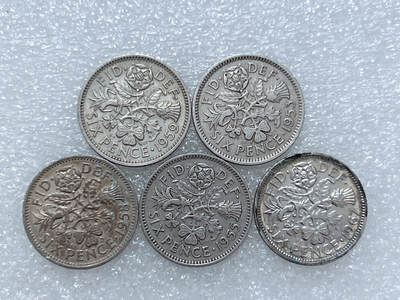 第一海外回流一元起拍收藏 散集专场  第261期 - 英国6便士硬币 5枚