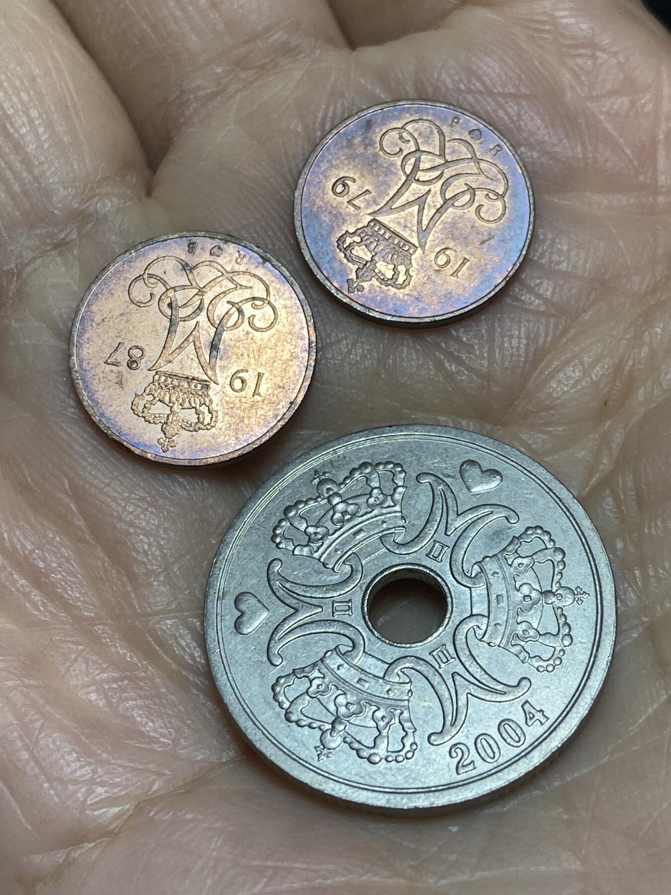 2025年第一百二十二场(总第一百四十八场）外国好品散币(免佣金) 丹麦🇩🇰3枚：1987年79年5欧尔，2004年2克朗