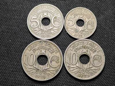 KK钱币收藏小铺  第364场  2月预留时间 周末发货 -  法国一组4枚镍币