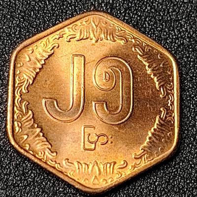 泉币菌-第125场-126场 并场 精品福利场(本场由于周日截拍，需要下周周末发货，感谢理解) - 少见原光 异形币 缅甸80年代 25分青铜硬币 稻穗稻米 25.3毫米 