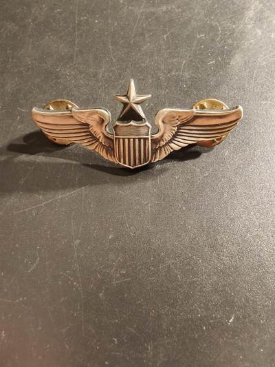 老王徽章第161期 - 美国空军飞行员中级技能章     925银     2英寸