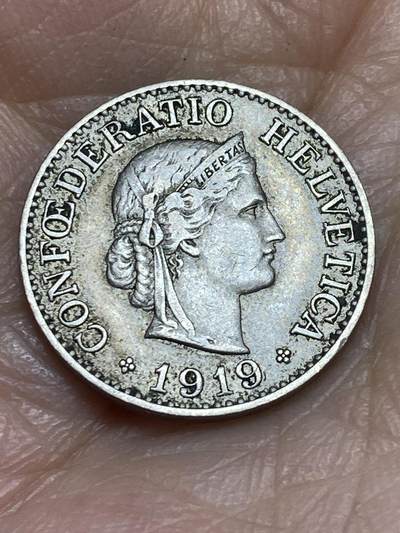2025年第一百二十三场(总第一百四十九场）外国好品散币(免佣金) 稀少年份–瑞士🇨🇭1919年10分
