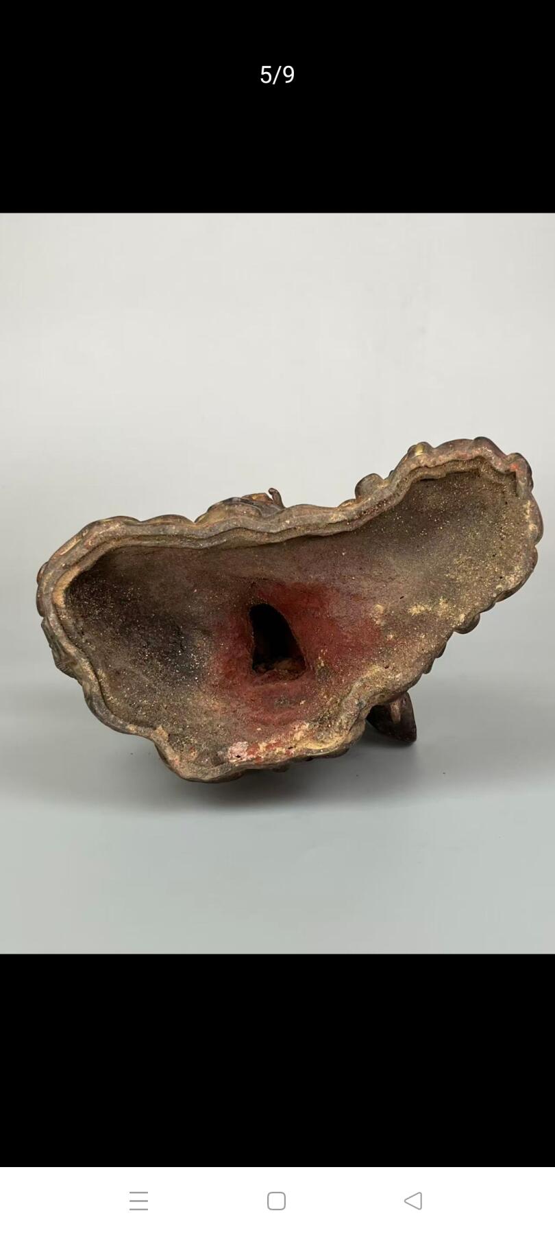 旧藏 【大士爷】铜胎漆金像，在佛门亦称面燃鬼王、焦面大士、焰口鬼王、面燃大士等，道门称其为“幽冥教主冥司面燃鬼王监斋使者羽林神”或“幽冥教主冥司面然鬼王甶孑大帝”，尊称普渡公。其司掌阴间地府并统管阳世亡灵，象征鬼魂统帅！