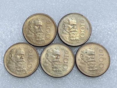 第一海外回流一元起拍收藏 散集专场  第261期 - 墨西哥100比索黄铜币 5枚 带光品