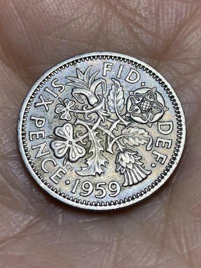 2025年第一百二十二场(总第一百四十八场）外国好品散币(免佣金) - 英国🇬🇧1959年6便士(伊丽莎白二世青年桂冠第二版)