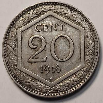 布加迪🐬～世界钱币(上海)🌾第 257 期 /  各国套币和散币 - 意大利🇮🇹 1918年 20分