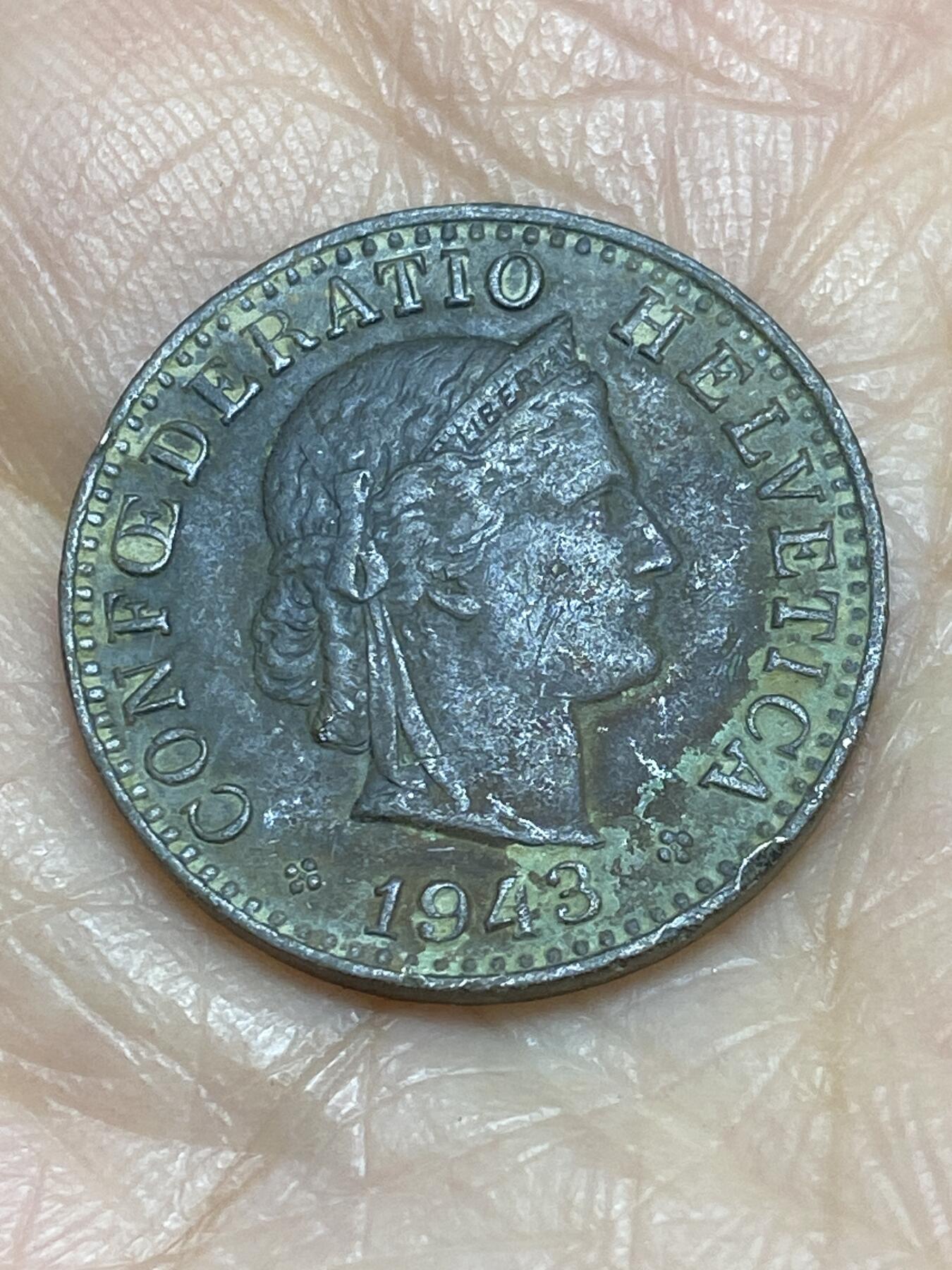 2025年第一百二十二场(总第一百四十八场）外国好品散币(免佣金) 稀少年份–瑞士🇨🇭1943年20分(B标伯尔尼造)