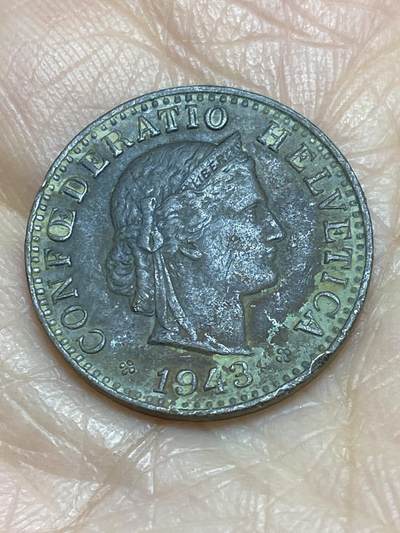 2025年第一百二十二场(总第一百四十八场）外国好品散币(免佣金) - 稀少年份–瑞士🇨🇭1943年20分(B标伯尔尼造)