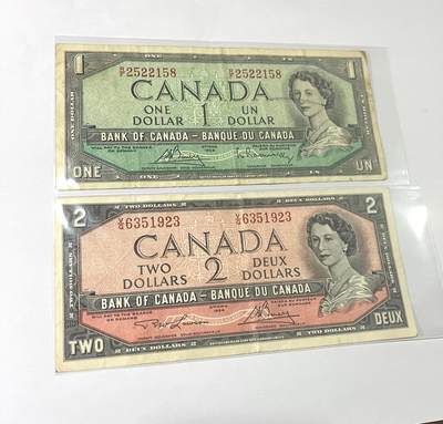 加拿大1元、2元 两张  1967年 - 加拿大1元、2元 两张  1967年