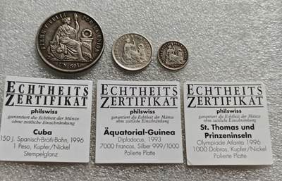 瓶子🏺第215期拍卖会 -  秘鲁1865-1866年1、1/4、1/8索尔银币3枚