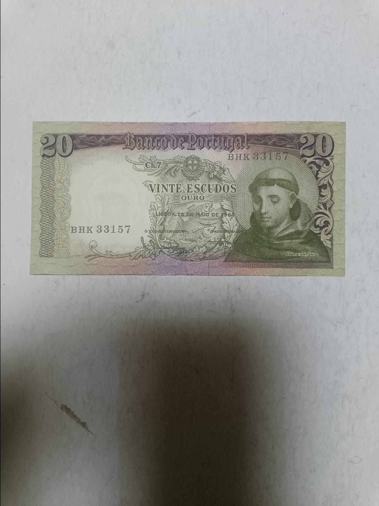 【20251106】非全新纸币第301场 葡萄牙1964年20埃斯库多