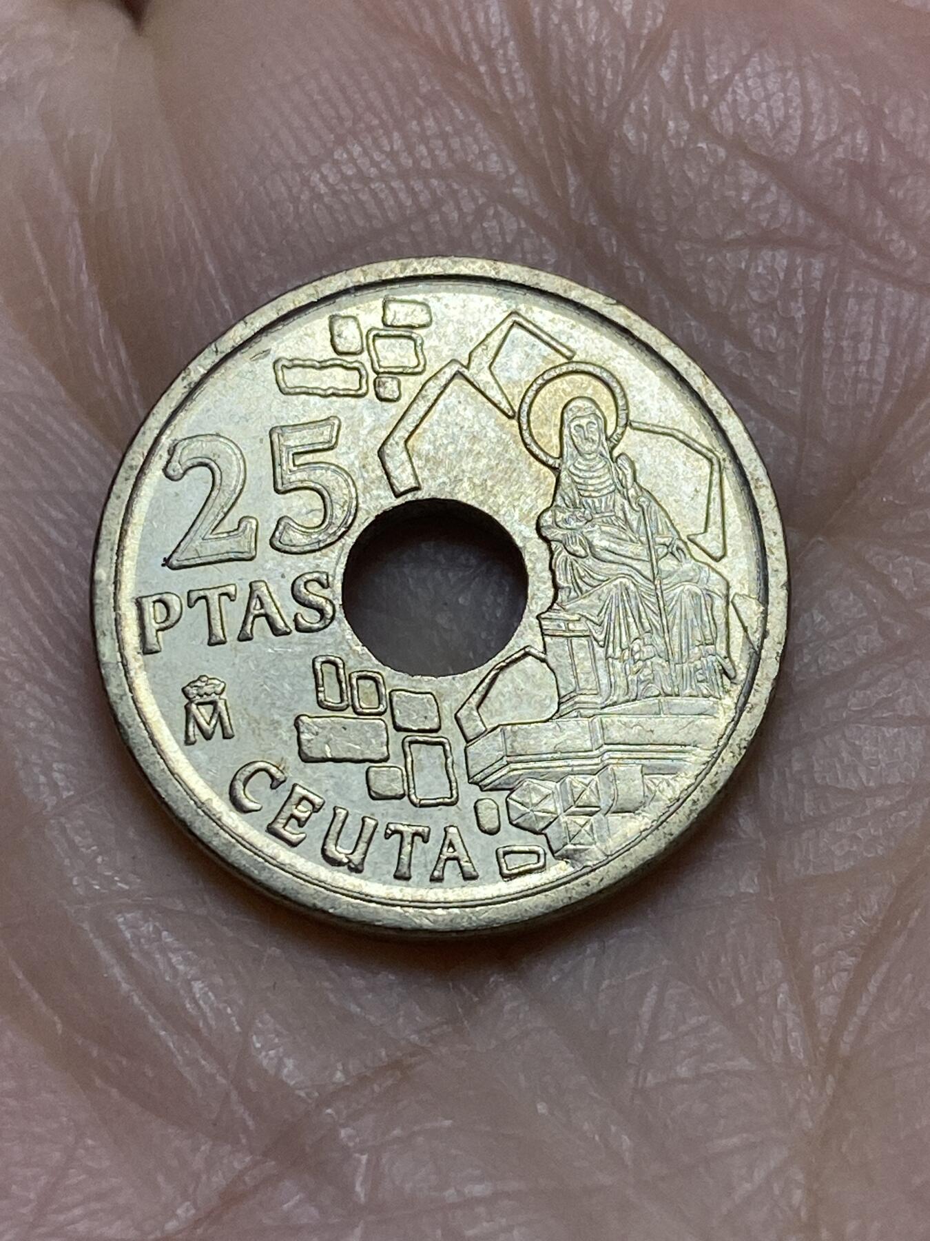 2025年第一百二十二场(总第一百四十八场）外国好品散币(免佣金) 少见品种–西班牙🇪🇸1998年25比塞塔(休达自治市纪念币)