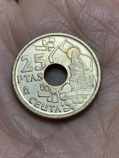 2025年第一百二十二场(总第一百四十八场）外国好品散币(免佣金) - 少见品种–西班牙🇪🇸1998年25比塞塔(休达自治市纪念币)