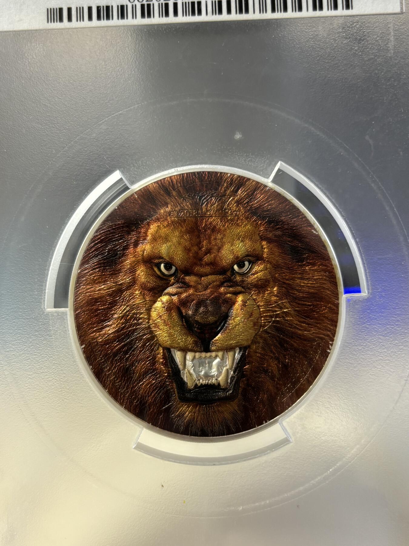 第181期拍卖 坦桑尼亚2018年珍稀动物雄狮2盎司银币PCGS-PR70首期无盒证书，999银，发行999枚