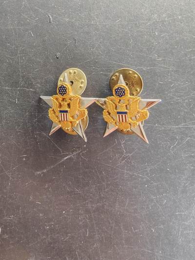 老王徽章第161期 - 美国陆军总参谋部参谋军官领章一组     925银珐琅     8.3g