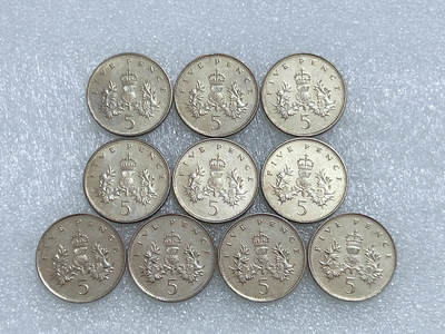 第一海外回流一元起拍收藏 散集专场  第261期 - 英国1989年5便士硬币 大版 10枚 原光好品