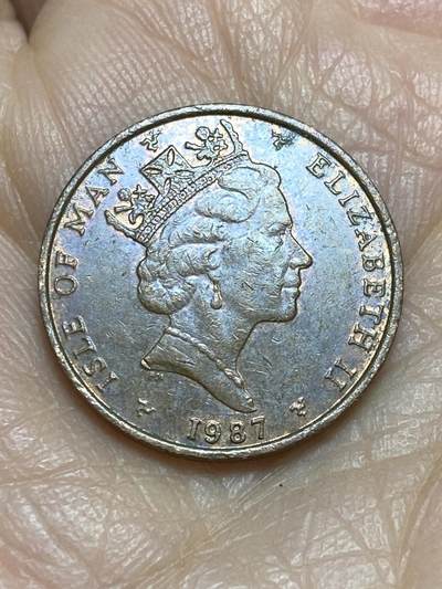 2025年第一百二十三场(总第一百四十九场）外国好品散币(免佣金) 英属马恩岛🇮🇲1987年1便士(伊丽莎白二世中年高冠)