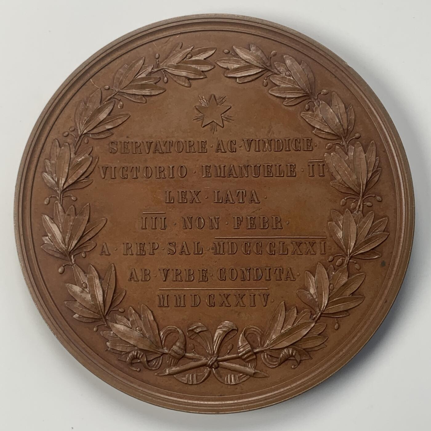 掌中浮雕-藏着的欧洲第040场 意大利王国1871年全国统一并迁都罗马纪念大铜章，75mm。