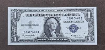 北京马甸外国币专卖第146期，外国纸币币专场，陆续上拍，欢迎关注 - 蓝库印1935年版美国1美元纸币全新