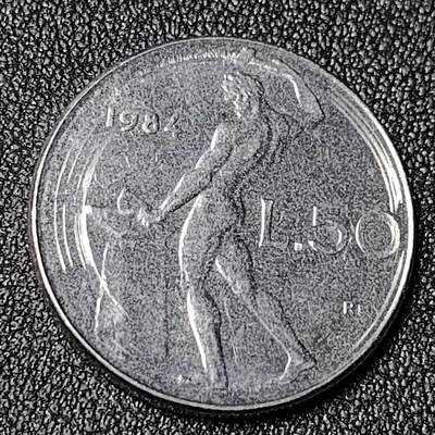 泉币菌-第124场-精品福利场(115场之后的本周末发货，感谢理解) - 意大利 1984年 50里拉 锻冶之神 伍尔坎 24mm 