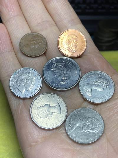 2025年第一百二十三场(总第一百四十九场）外国好品散币(免佣金) 英联邦7枚：澳大利亚🇦🇺1966年1分，新西兰🇳🇿2002年5分，加拿大🇨🇦2007年1分，1960年65年79年5分，2006年25分