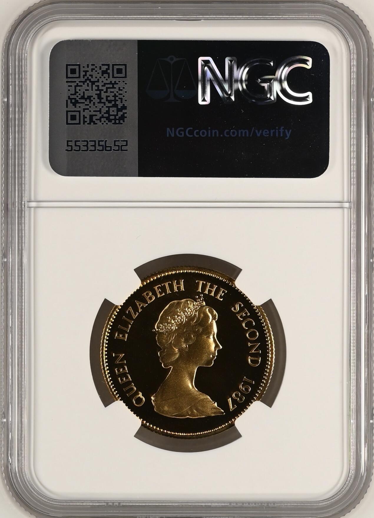 1987年香港兔年精制金币 NGC-PF69UC 