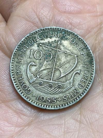 2025年第一百二十三场(总第一百四十九场）外国好品散币(免佣金) - 英属塞浦路斯1955年100米尔(伊丽莎白二世青年带冠)