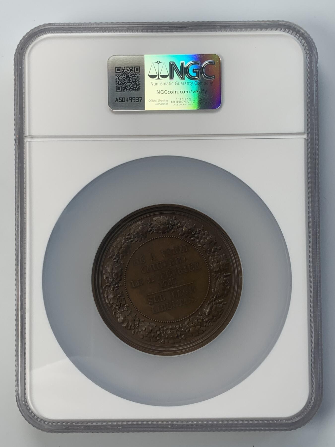 掌中浮雕-藏着的欧洲第040场 NGC MS63 : 1839年法国律师兼政治家-安德烈·玛丽·让·雅克·杜平纪念大铜章，61mm