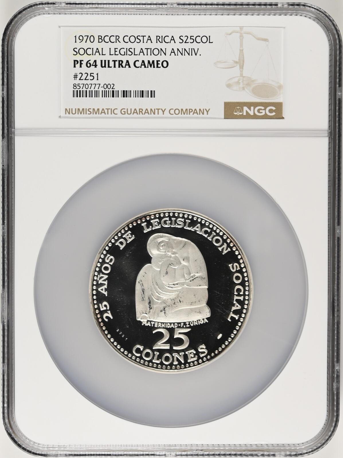 S&S Numismatic世界钱币-拍卖 第115期  哥斯达黎加1970年5枚全套精制纪念银币 NGC PF64-69UC