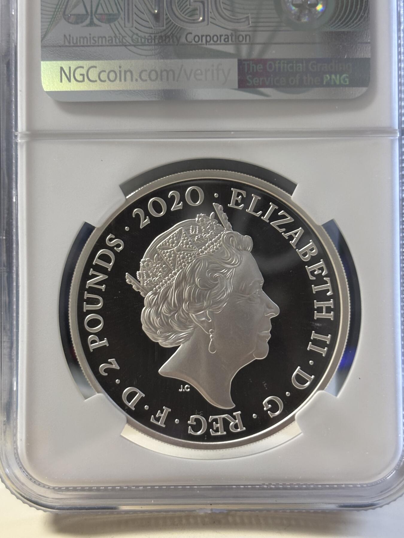 第181期拍卖 英国2020年007詹姆斯邦德系列2盎司银币NGC-PF69首无盒证书，999银，发行2007枚