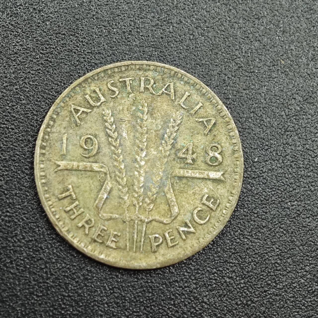 【淘币小摊】实时拍第七百八十八拍   散币小银币场   满百包邮可预留二周 每周一统一发货   澳大利亚1948年乔治六世3便士银币