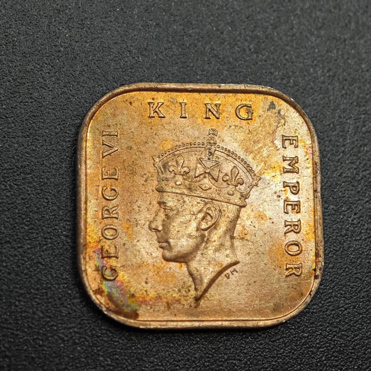 【淘币小摊】实时拍第七百八十八拍   散币小银币场   满百包邮可预留二周 每周一统一发货   马来亚1940年乔治六世1/2分铜币原光品