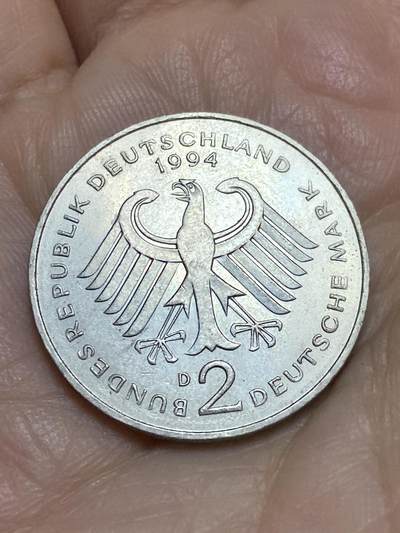2025年第一百二十三场(总第一百四十九场）外国好品散币(免佣金) - 德国🇩🇪1994年2马克(D标，慕尼黑造)