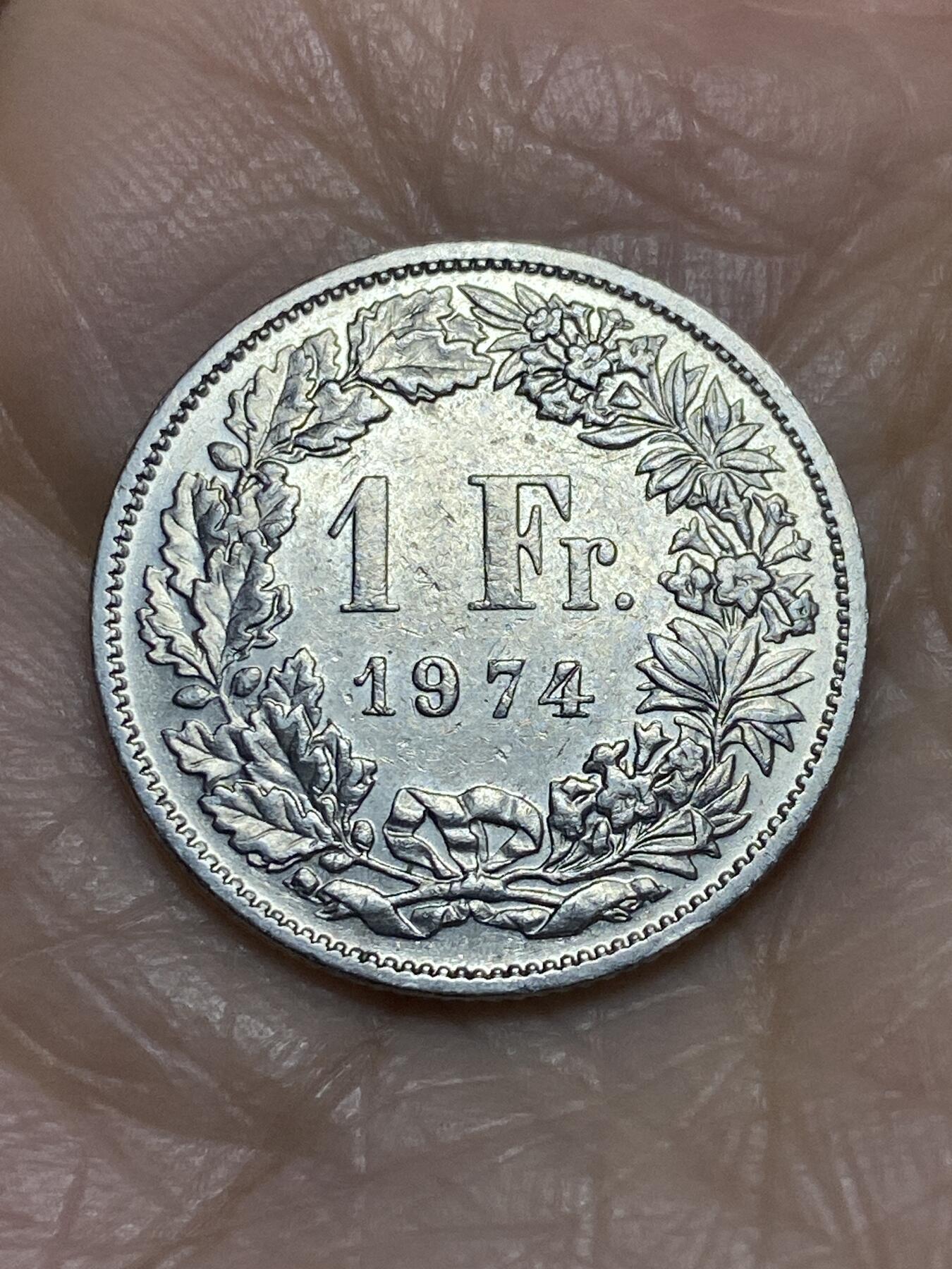 2025年第一百二十二场(总第一百四十八场）外国好品散币(免佣金) 瑞士🇨🇭1974年1法郎(无标版)