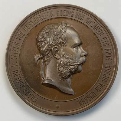 掌中浮雕-藏着的欧洲第040场 - 1873年奥地利维也纳世界博览会纪念大铜章，70mm，奥地利著名章牌雕刻家约瑟夫.托藤海因（Josef Tautenhayn）作品