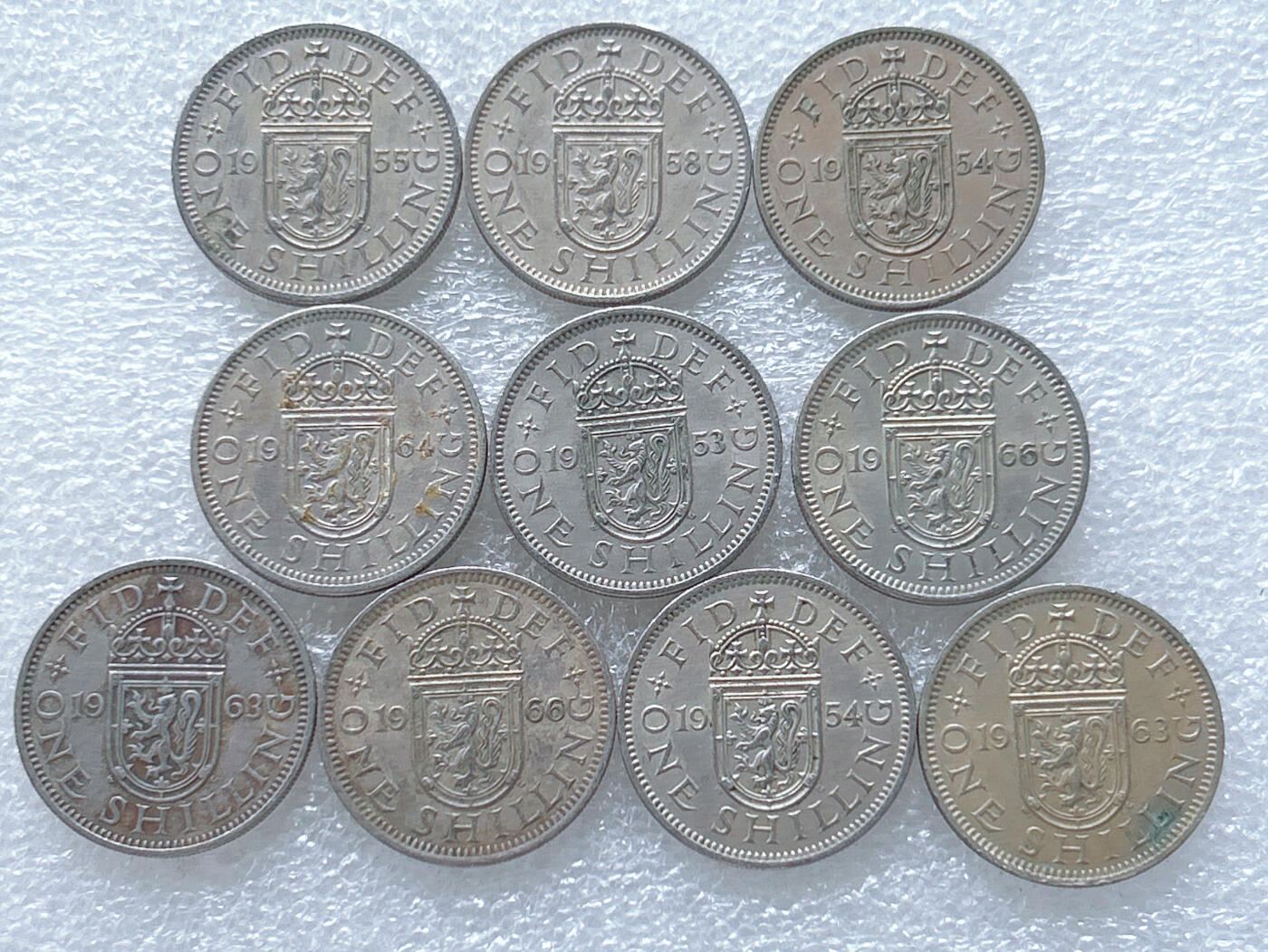 第一海外回流一元起拍收藏 散集专场  第261期 英国1先令站狮版硬币 10枚