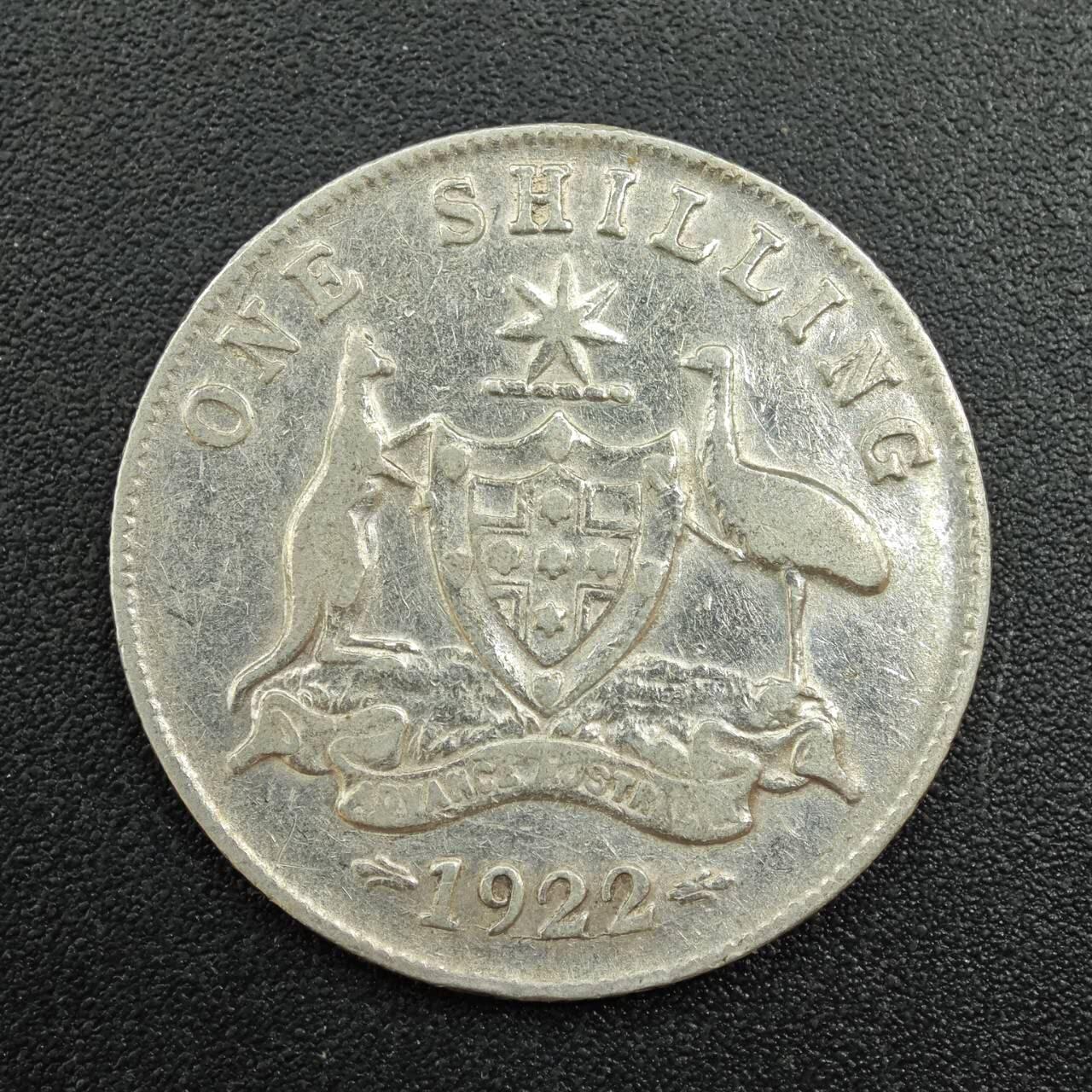 【淘币小摊】实时拍第七百八十八拍   散币小银币场   满百包邮可预留二周 每周一统一发货   澳大利亚1922年乔治五世一先令银币